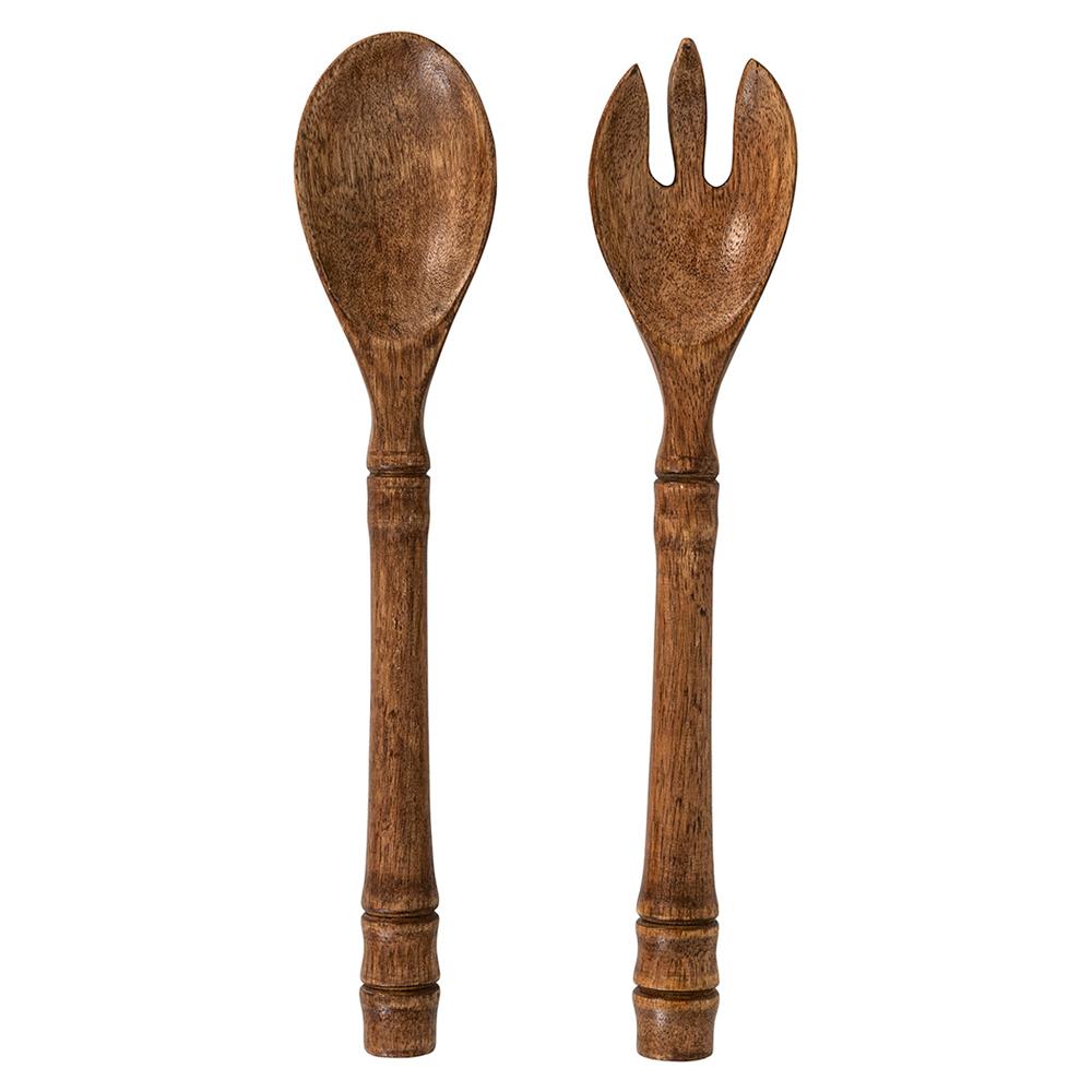 Juliska Bilbao Rustic Lodge Brown Wood Salad Servers|