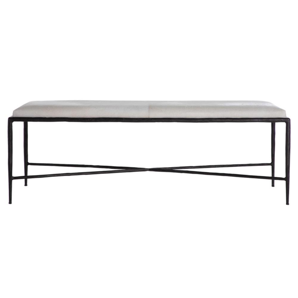 Devoe Industrial White Upholstered Hair On Hide Seat Gunmetal