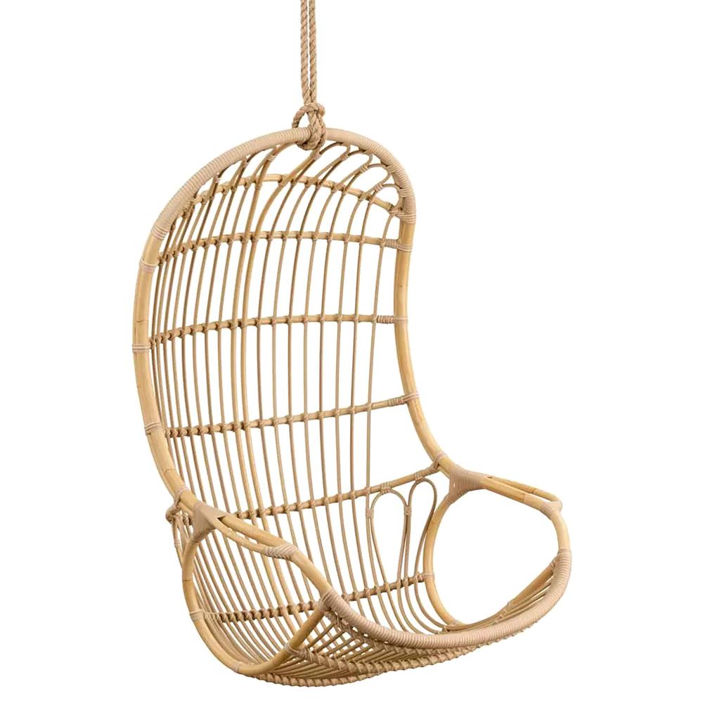 Sigma Coastal Beach Natural Woven Faux Rattan Hanging Outdoor Hanging Swing Chair|