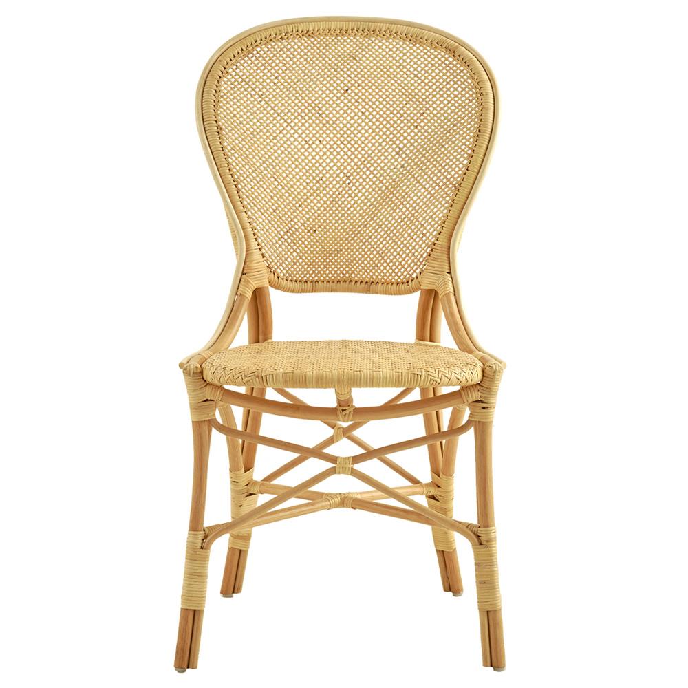 Lydia French Country Natural Brown Woven Rattan Dining Side Chair|