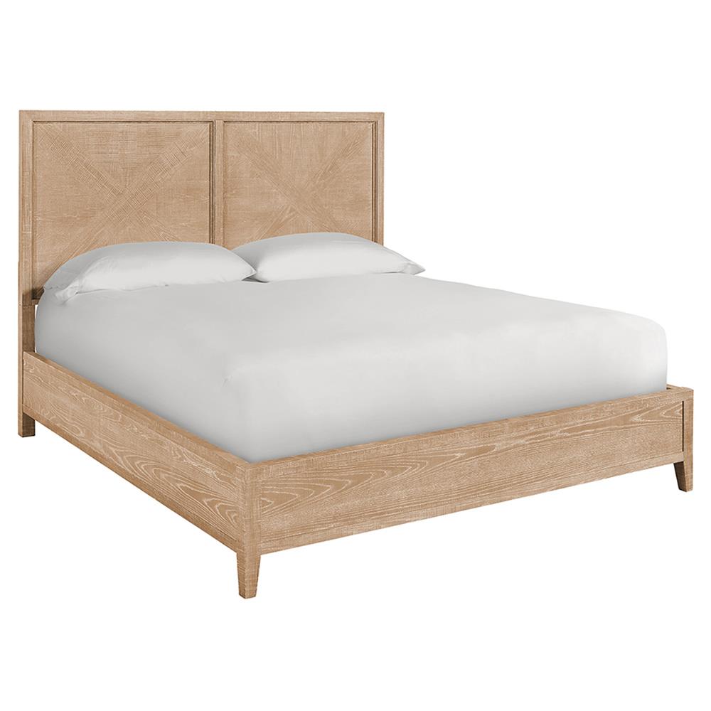Caleb French Country Light Brown Oak Wood Classic Bed - Queen|