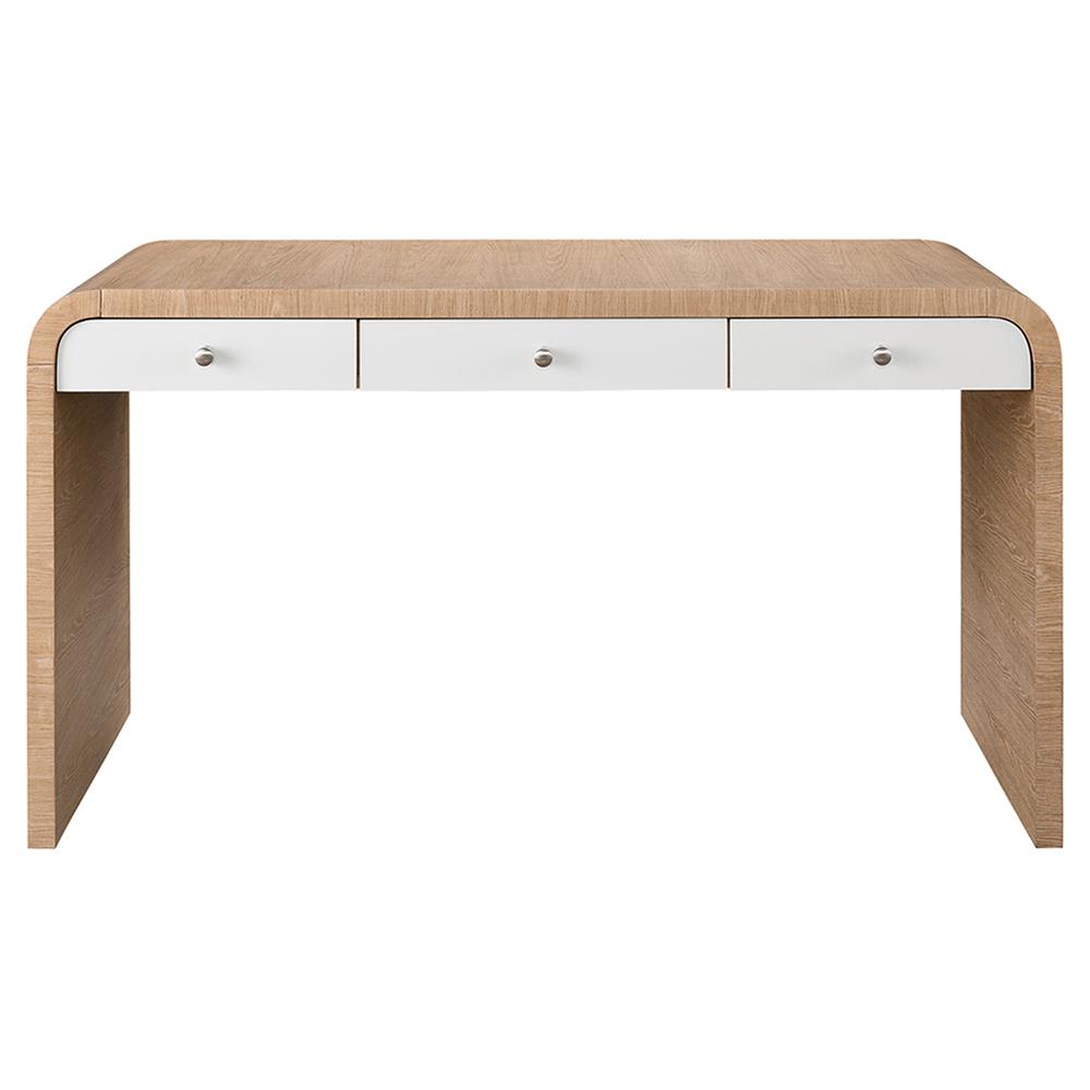 Noelle Modern Classic Light Brown Wood 3 Drawer Desk|