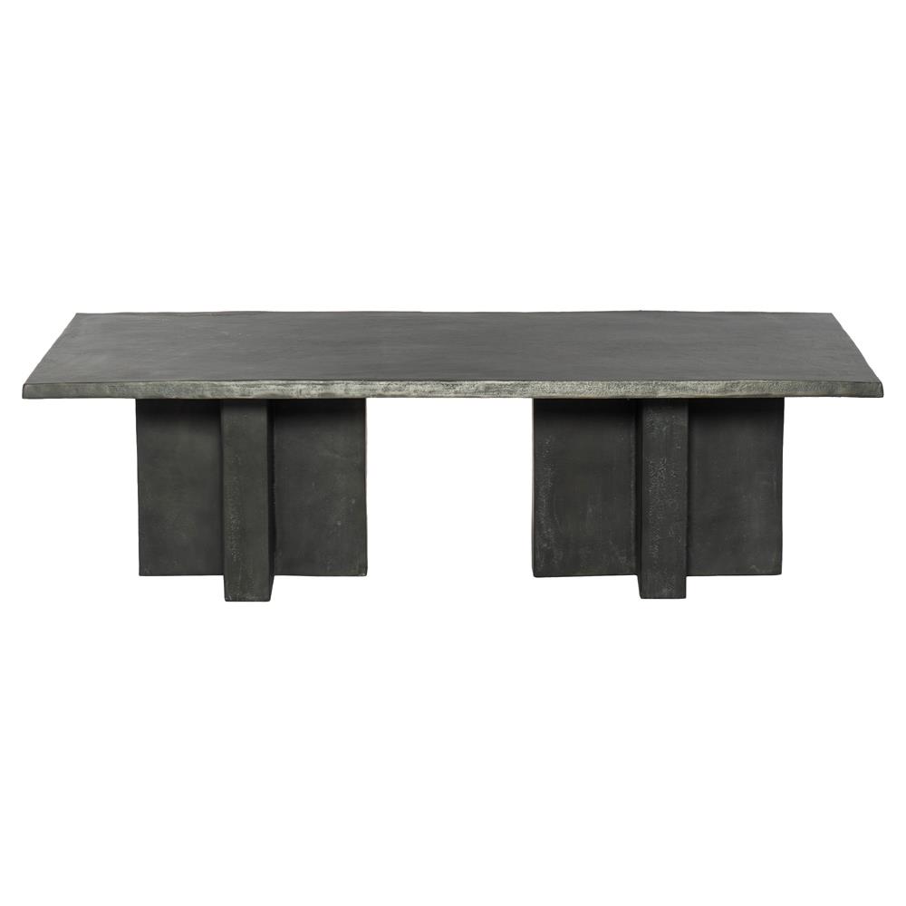 Hanne Mid Century Modern Grey Aluminum Rectangular Outdoor Coffee Table|