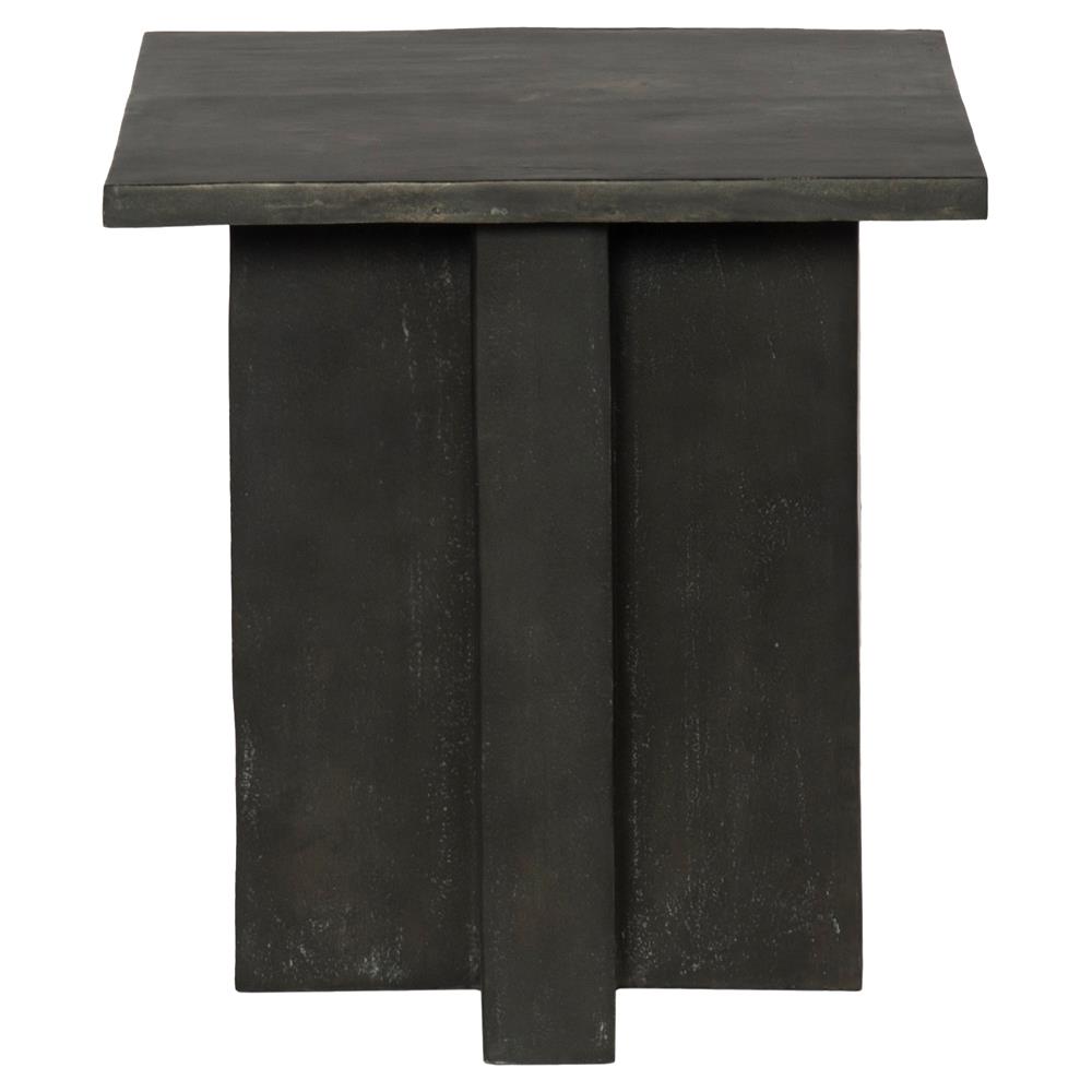 Hanne Mid Century Modern Grey Aluminum Square Outdoor Pedestal End Table|