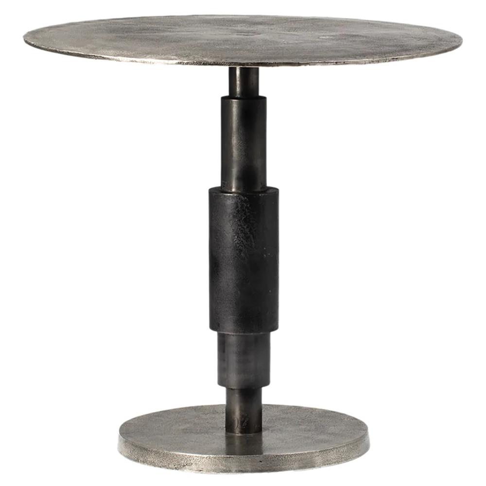Cyrus Industrial Grey Aluminum Black Pedestal Round Bistro Dining