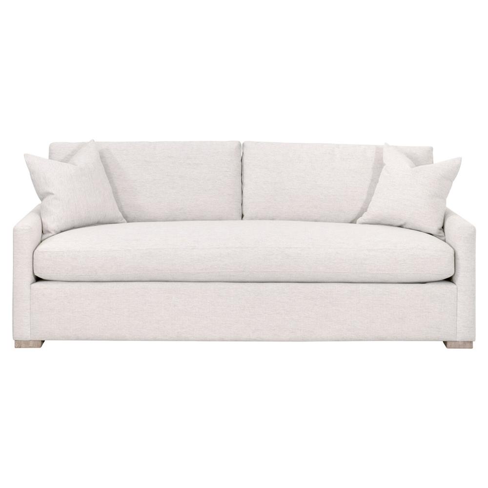 Davis Modern Classic White Upholstered Grey Oak Cushion Back Sleeper Sofa - 86"W|