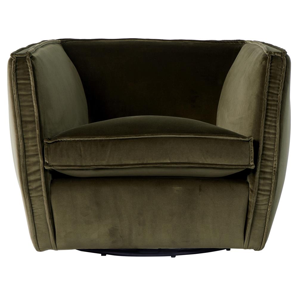 Olive Green Barrel Chair - Modern Fabric Armchair