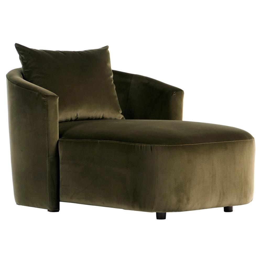 Paolo Modern Classic Olive Green Upholstered Chaise Lounge|