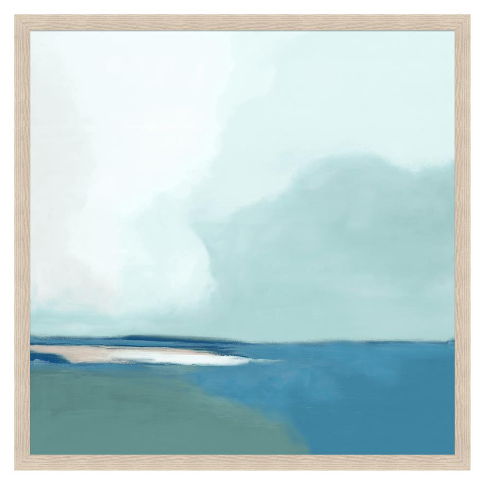 Cali Coastal Beach Blue Seascape Natural Frame Horizon Painting I - 40x40|