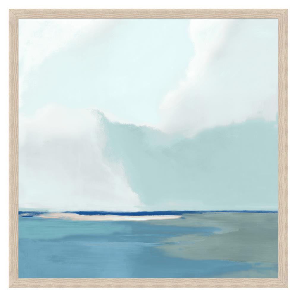 Cali Coastal Beach Blue Seascape Natural Frame Horizon Painting II
