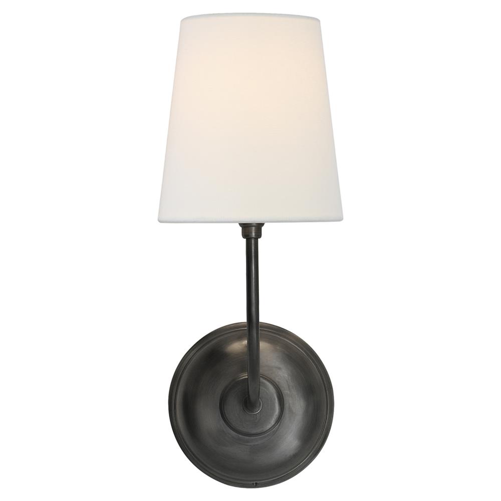 Visual Comfort Vendome Modern Bronze Metal Linen Shade Single Armed Wall Sconce|