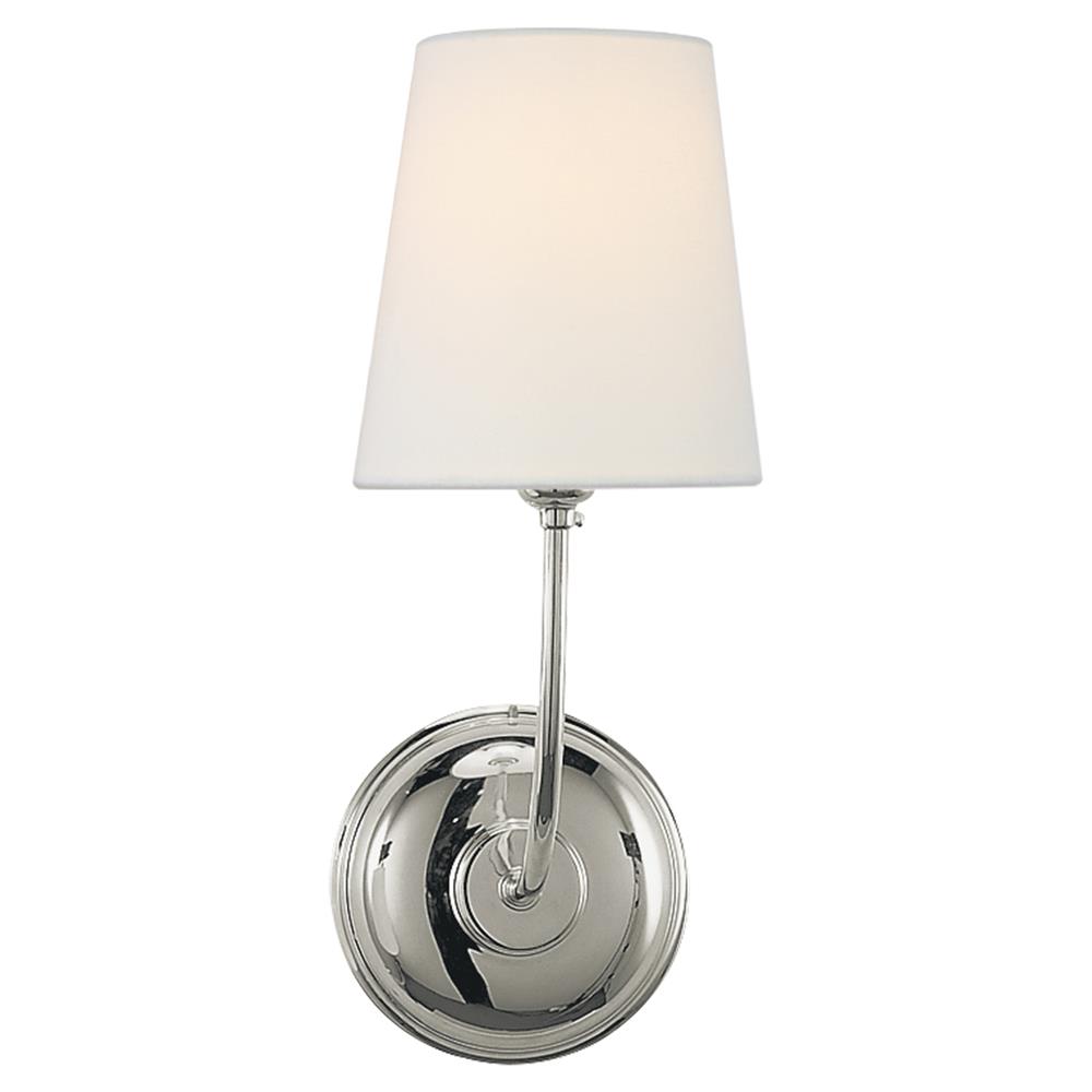 Visual Comfort Vendome Modern Polished Nickel Linen Shade Single Armed Sconce|