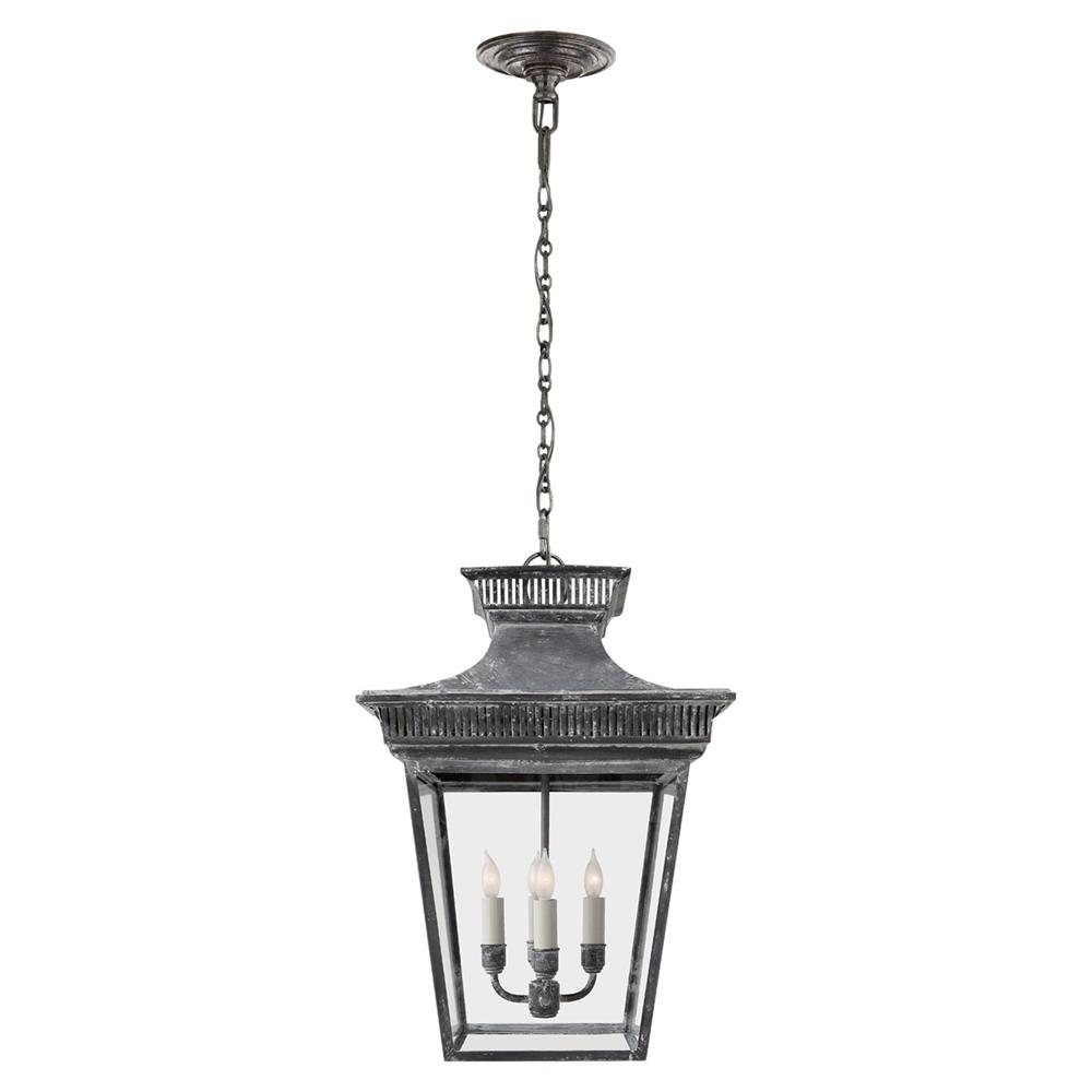 Visual Comfort Elsinore French Weathered Zinc Metal Outdoor Hanging Lantern|