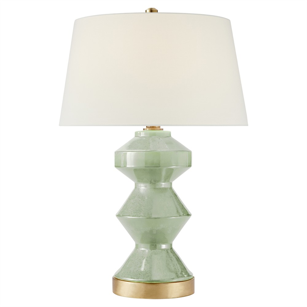 Olivi333　ライトグリーンxs Visual Comfort Weller Shellish Kiwi Ceramic Linen Shade Zigzag