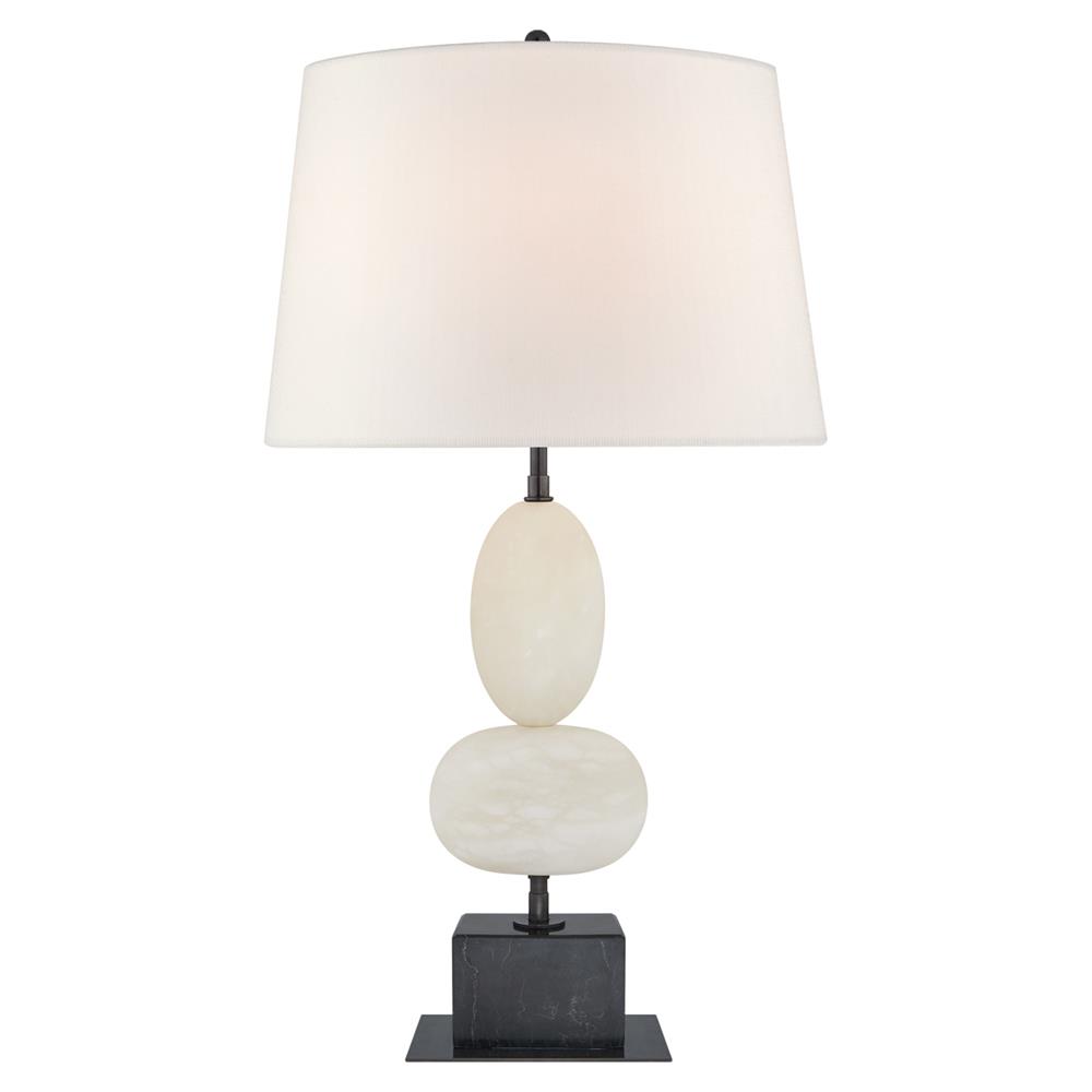 Visual Comfort Dani Modern Classic White Alabaster Black Marble Base Table Lamp|