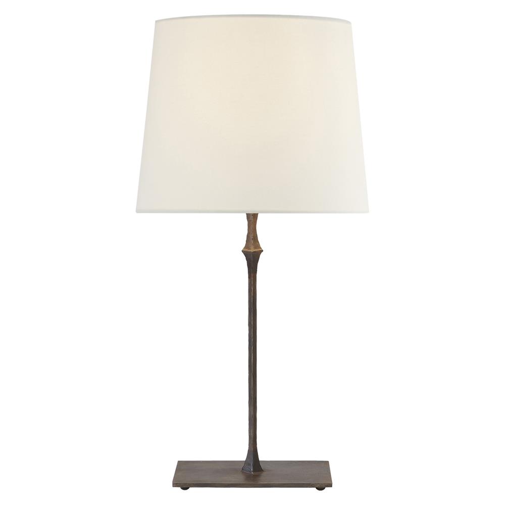 Visual Comfort Dauphine Modern Aged Iron White Linen Shade Bedside Table Lamp|
