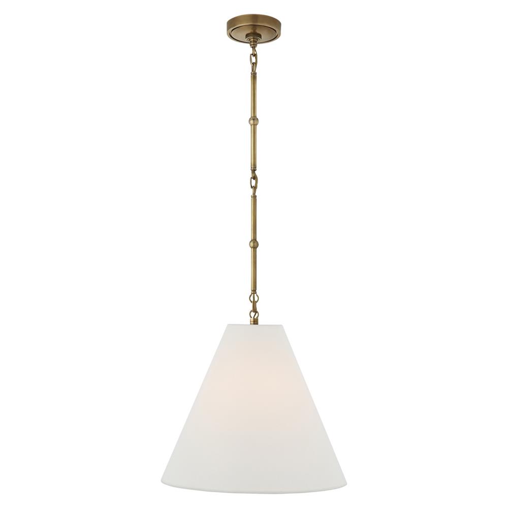 Visual Comfort Goodman Antique Brass Framed Linen Shade Hanging Light - Small|