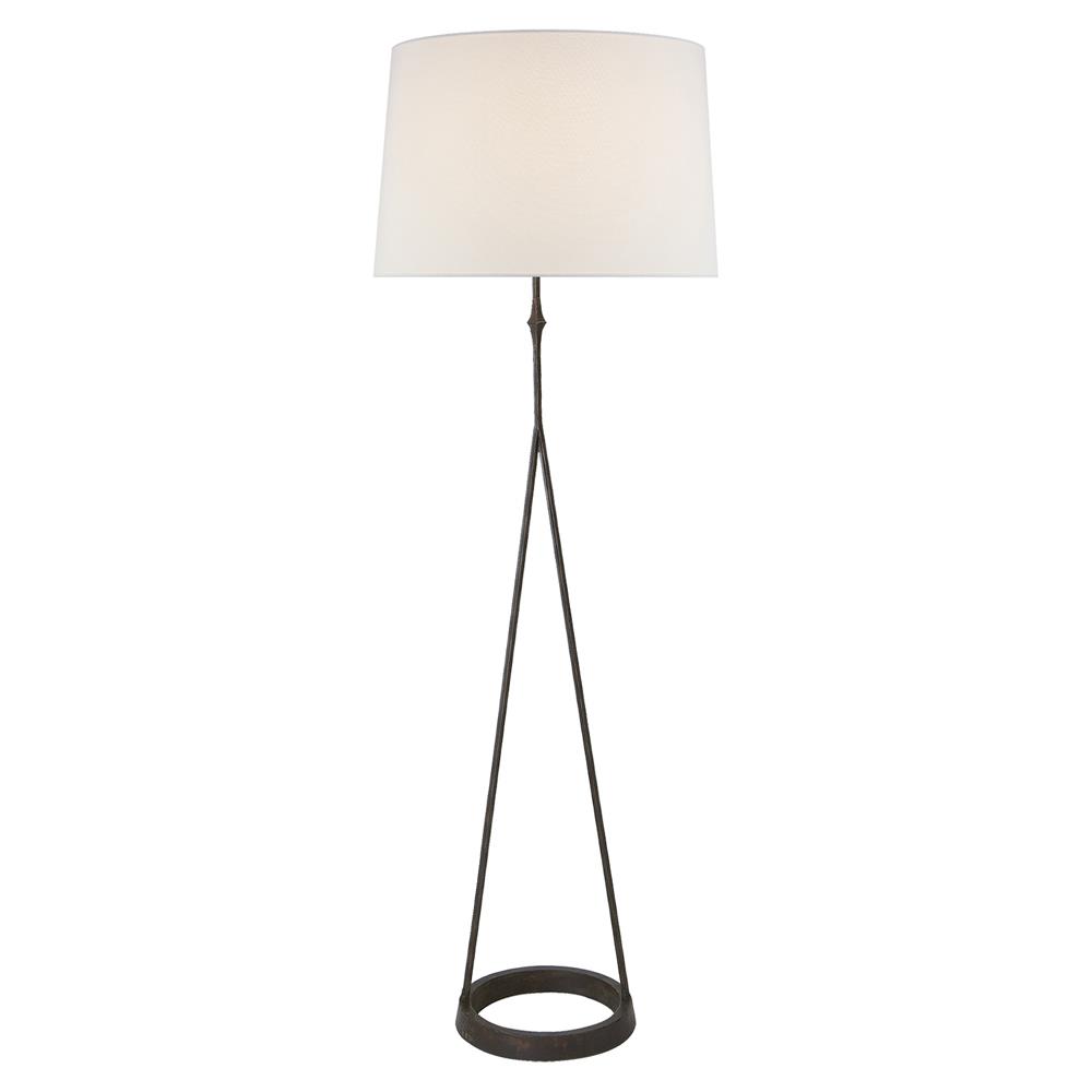 Visual Comfort Dauphine Modern Classic Aged Iron White Linen Shade Floor Lamp|