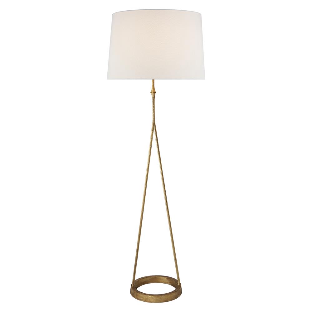 Visual Comfort Dauphine Modern Classic Gilded Iron White Linen Shade Floor Lamp|
