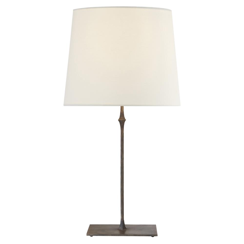 Visual Comfort Dauphine Modern Classic Aged Iron White Linen Shade Table Lamp|