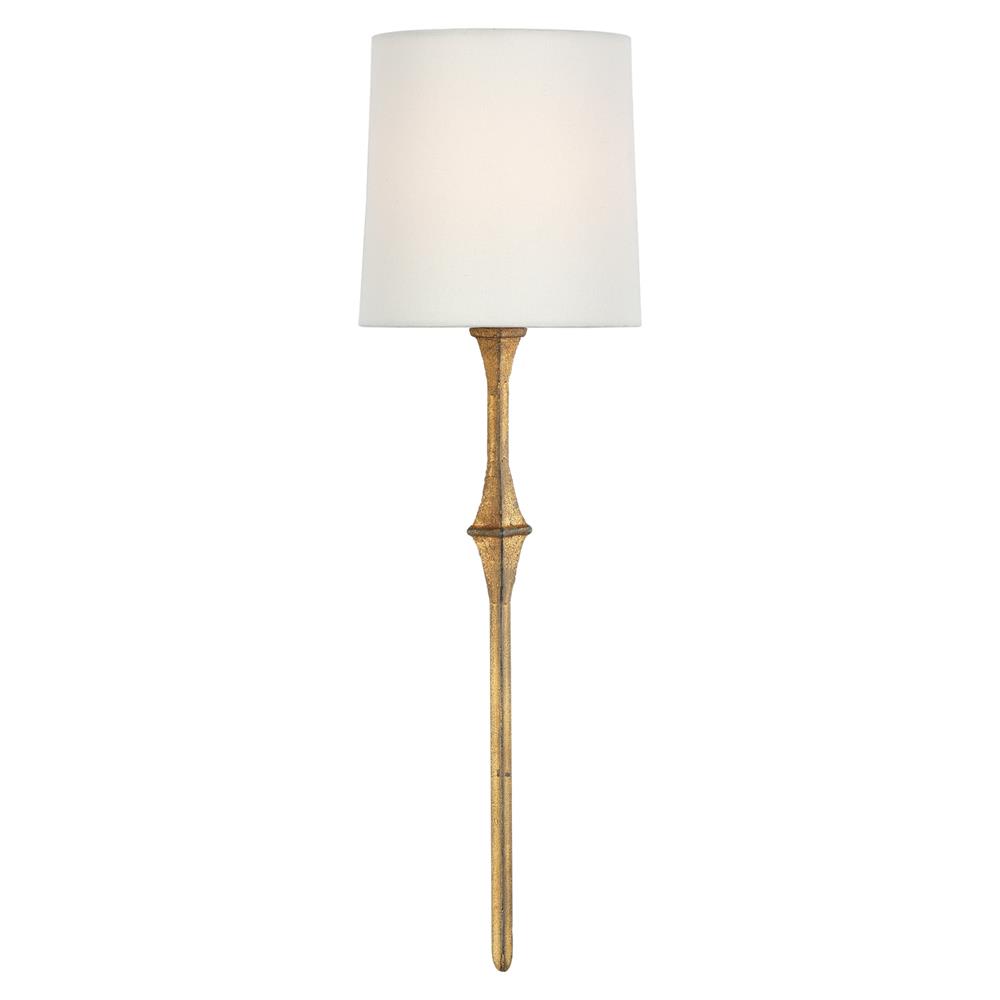 Visual Comfort Dauphine Modern Classic Gilded Iron White Linen Shade Sconce|