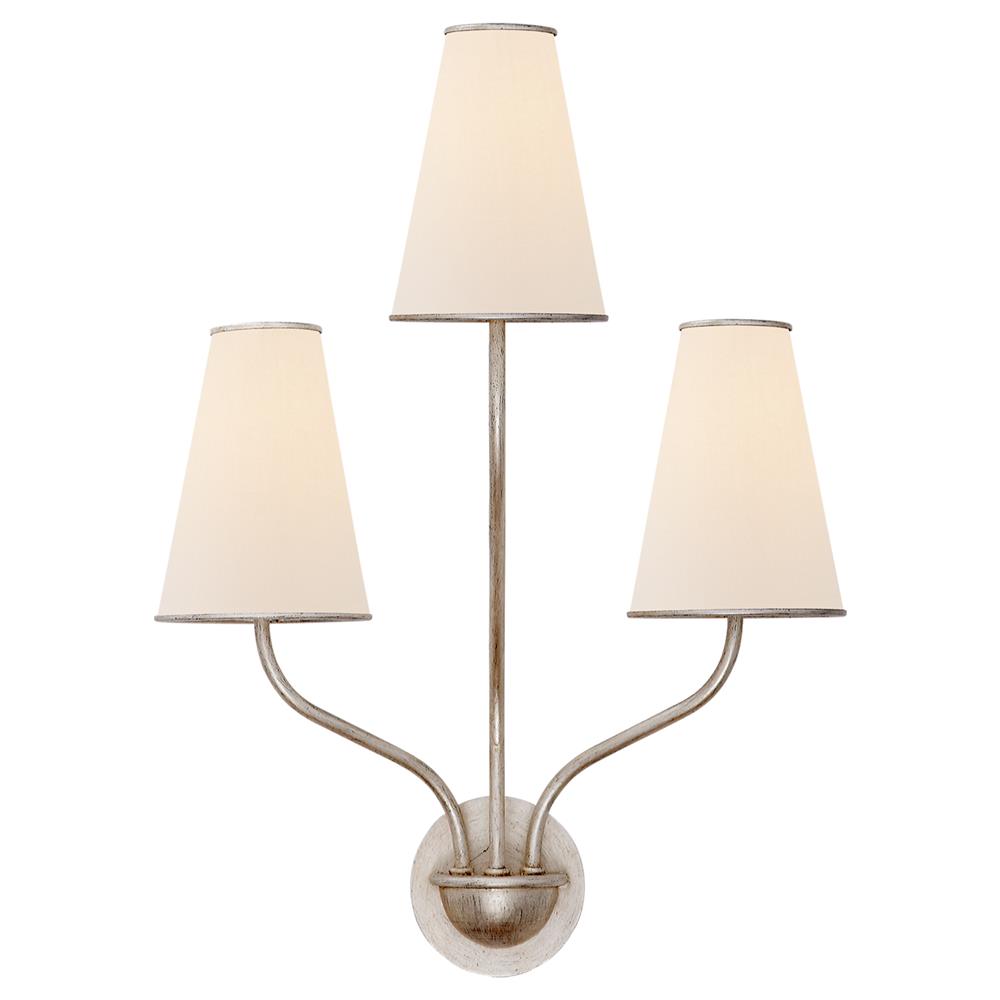 Visual Comfort Montreuil Regency Burnished Silver Leaf Linen Armed Sconce|
