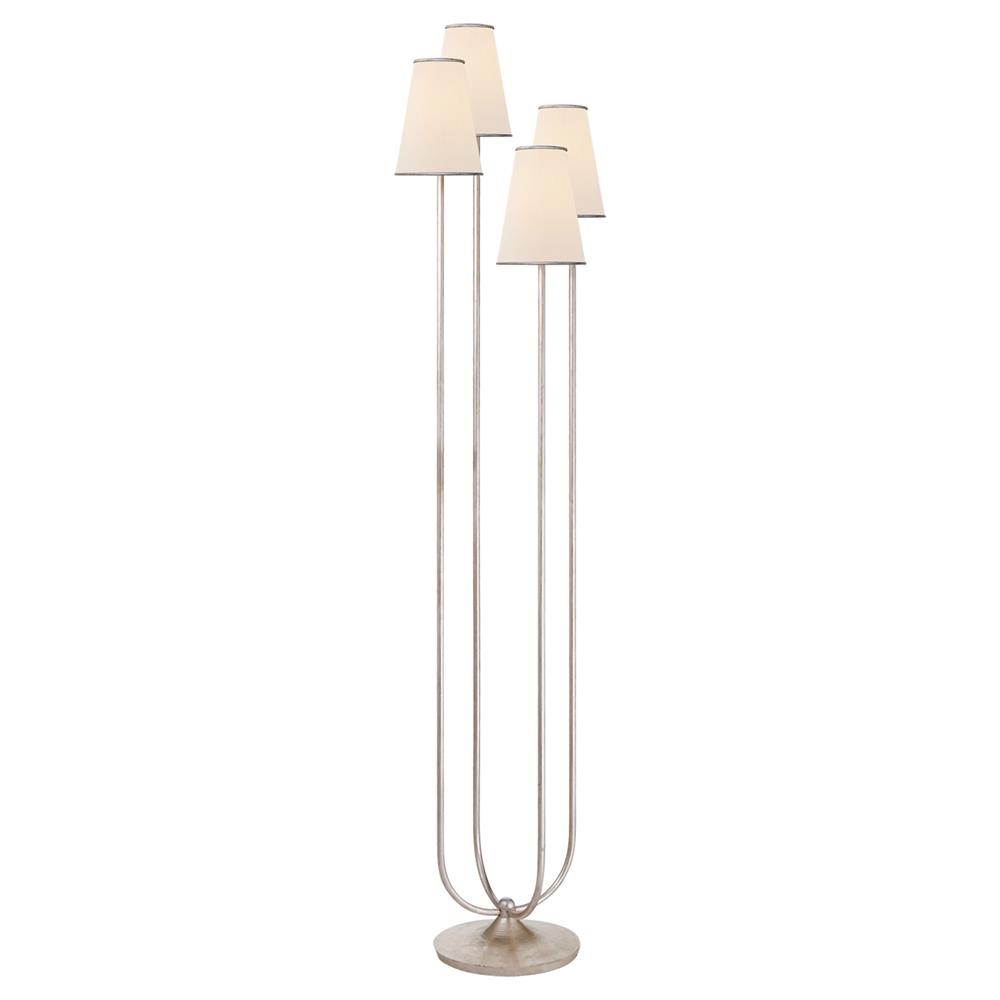 Visual Comfort Montreuil Regency Burnished Silver Leaf Linen Shade Floor Lamp|