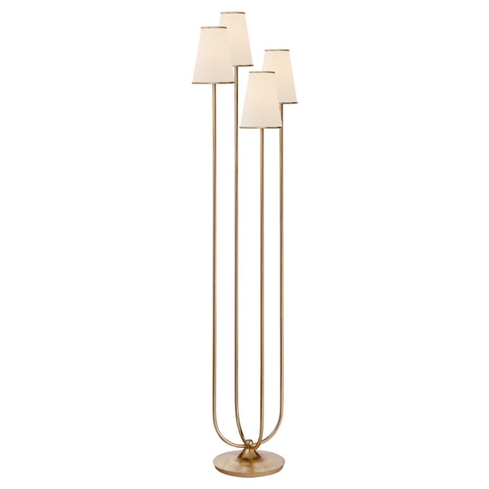 Visual Comfort Montreuil Hollywood Regency Gild Metal Linen Shade Floor Lamp|