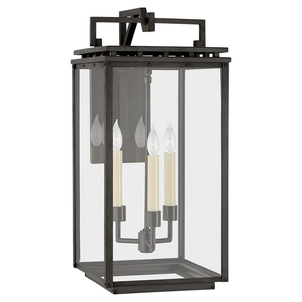 Visual Comfort Cheshire Aged Iron Bracketed Glass Outdoor Wall Lantern - Medium|
