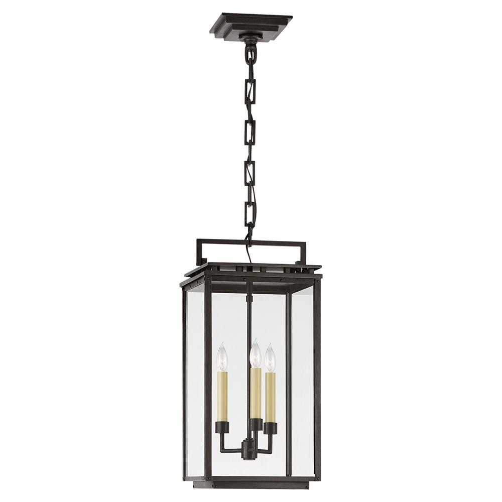 Visual Comfort Cheshire Modern Classic Aged Iron Outdoor Glass Hanging Lantern|