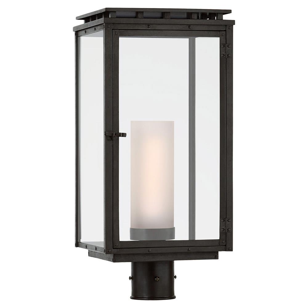 Visual Comfort Cheshire Modern Classic Aged Iron Outdoor Glass Post Light|