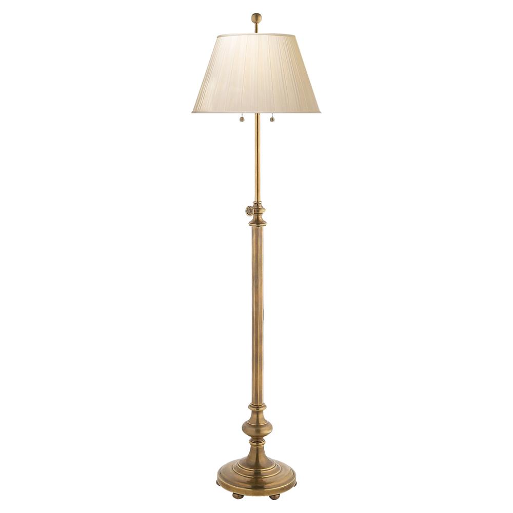 Visual Comfort Overseas Regency Antique Brass Silk Pleated Adjustable Floor Lamp|
