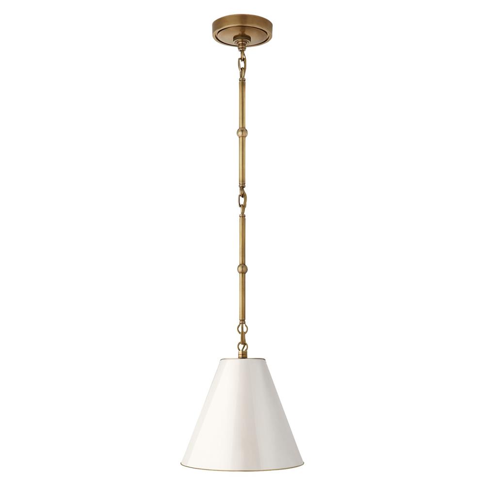 Visual Comfort Goodman Antique Brass White Shade Hanging Shade - Petite|