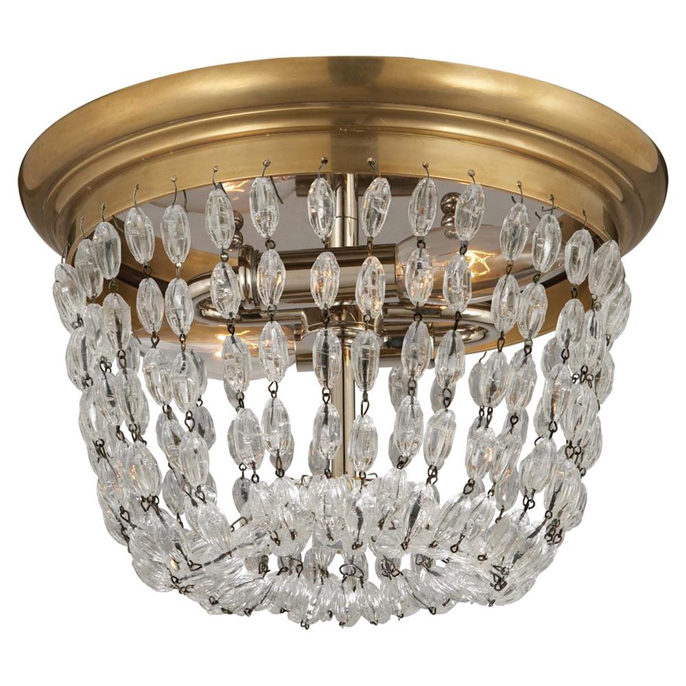 Visual Comfort Paris Flea Market Antique Brass Seeded Glass Flush Mount - Small|