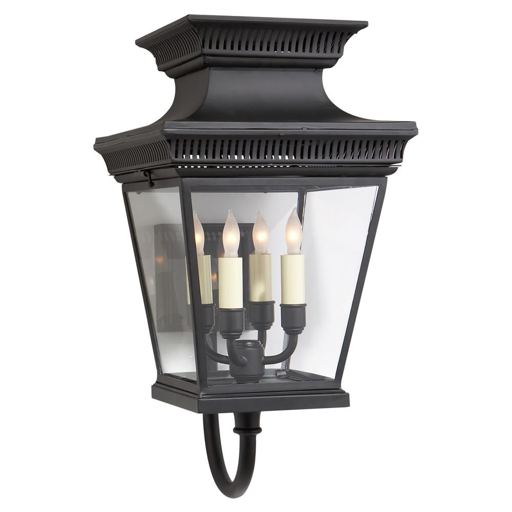 Visual Comfort Elsinore French Black Metal Outdoor Bracket Wall Lantern|