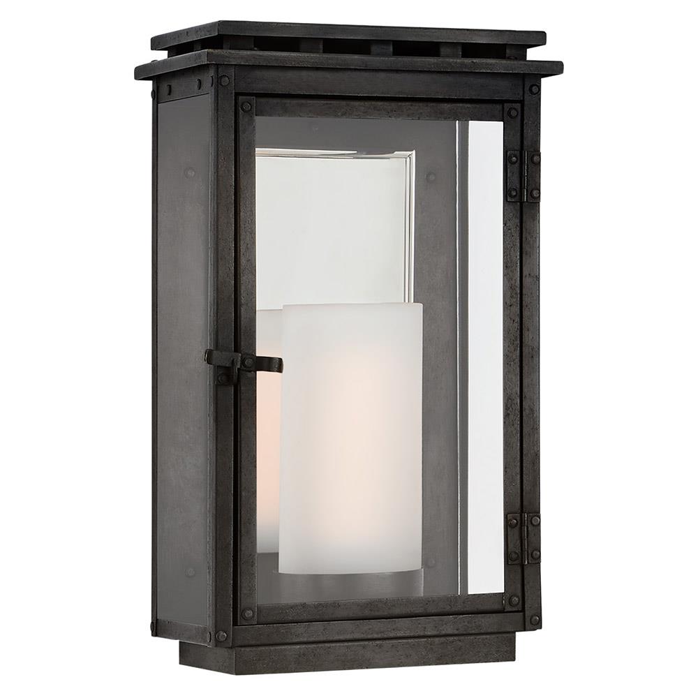 Visual Comfort Cheshire Modern Aged Iron Outdoor Glass Wall Lantern - Small|
