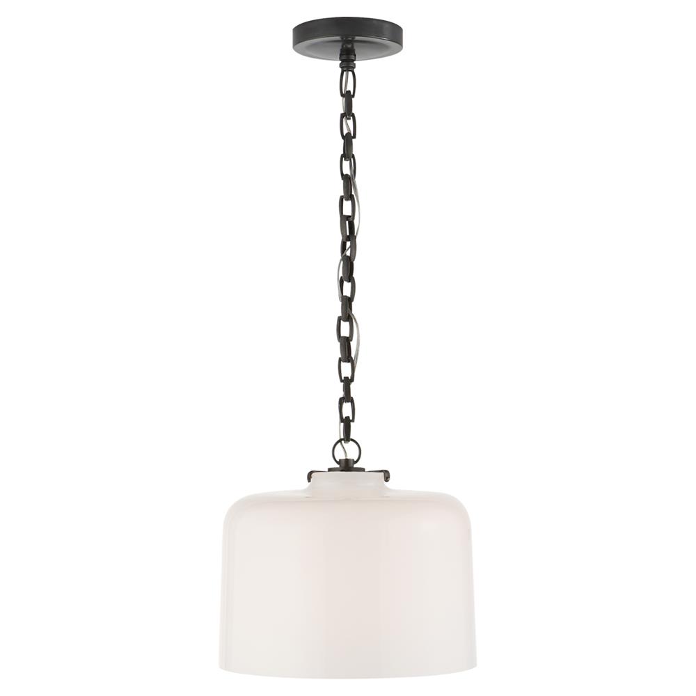 Visual Comfort Katie Modern Classic Bronze Metal White  Glass Dome Pendant|