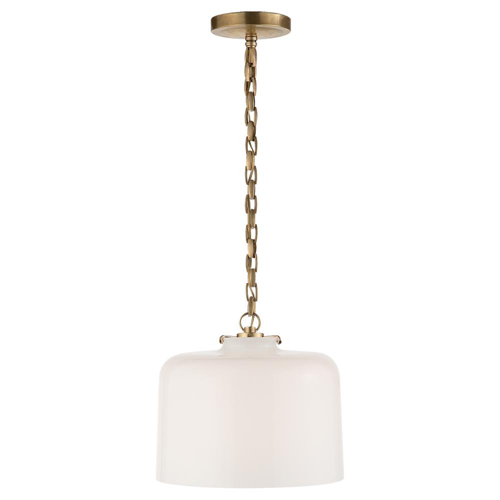 Visual Comfort Katie Modern Classic Antique Brass Metal White Glass Dome Pendant|