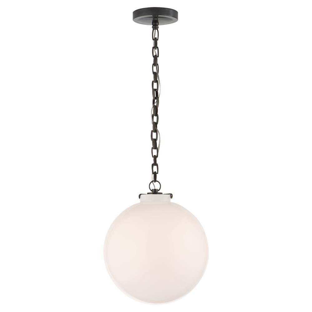 Visual Comfort Katie Modern Classic Bronze Metal White  Glass Globe Pendant|
