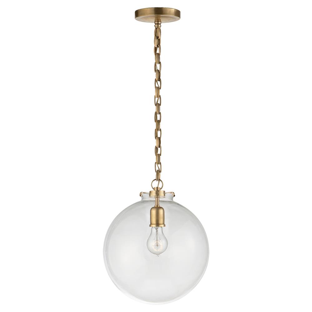 Visual Comfort Katie Modern Classic Antique Brass Metal Glass Globe Pendant|