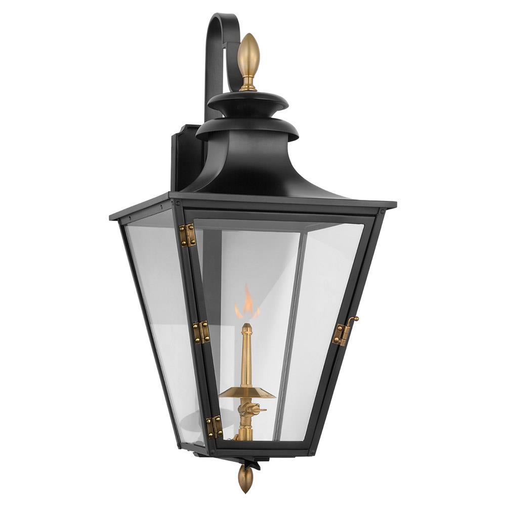 Visual Comfort Albermarle Black Brass Outdoor Gas Wall Lantern - Small|