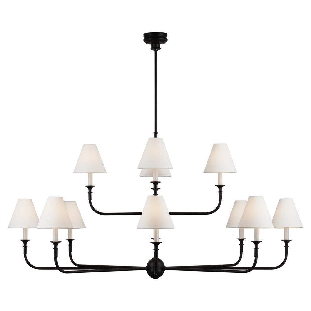 Visual Comfort Piaf Grande Modern Classic Aged Iron Metal 2 Tier Chandelier|