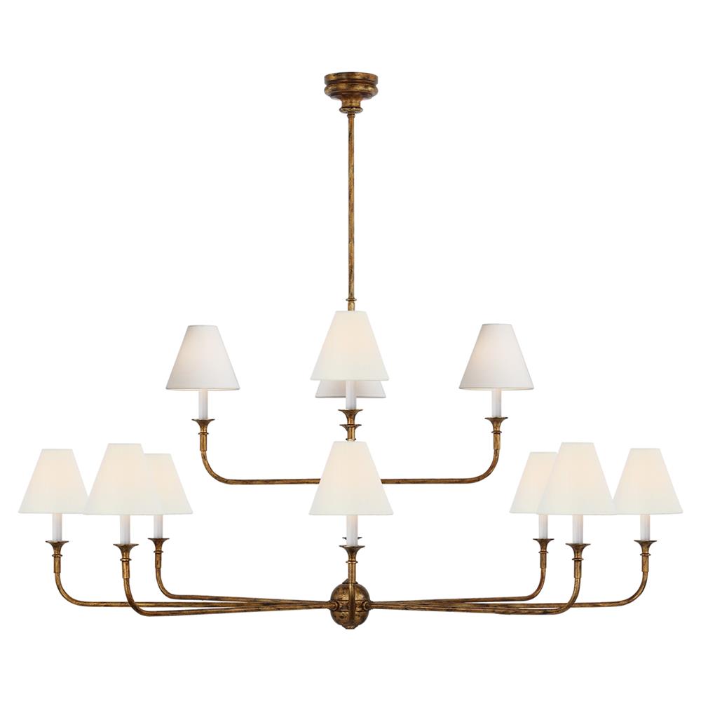 Visual Comfort Piaf Grande Modern Classic Antique Gild Metal 2 Tier Chandelier|