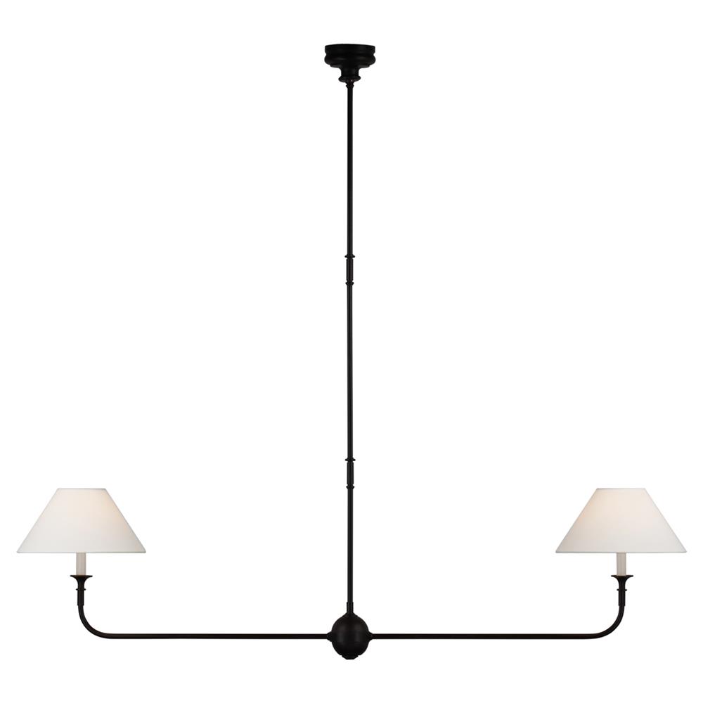 Visual Comfort Piaf Modern Classic Aged Iron Metal Large 2 Light Linear Pendant|