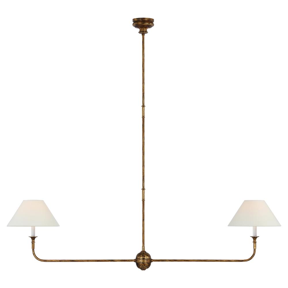 Visual Comfort Piaf Modern Antique Gild Metal Large 2 Light Linear Pendant|