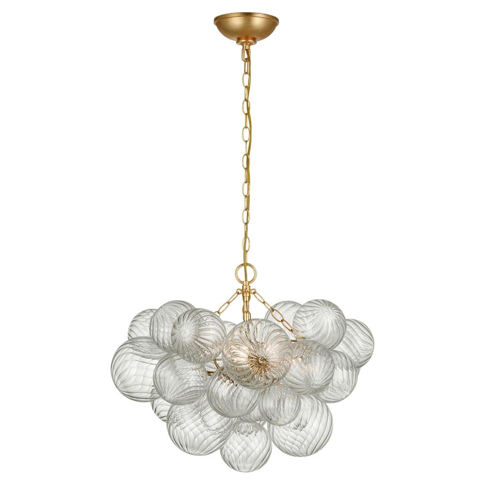 Visual Comfort Talia Modern Classic Gild Metal Swirled Glass Chandelier - Small|