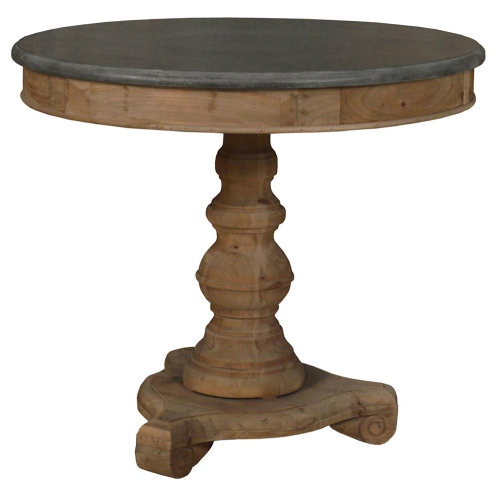 Stella French Dark Grey Bluestone Reclaimed Pine Round Breakfast Table - 35.5"W|