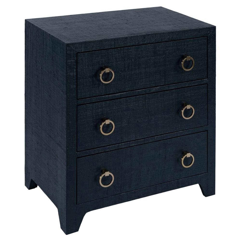Bien Modern Classic Navy Blue Raffia Chest Nightstand Standard (21