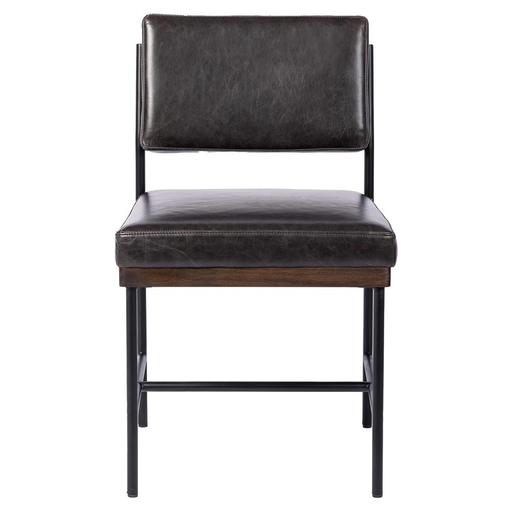 Ellie Industrial Loft Black Upholstered Leather Seat Iron Frame