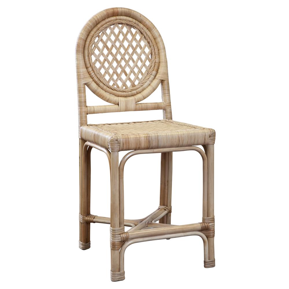 Louise Coastal Beach Natural Handwoven Rattan Counter Stool|